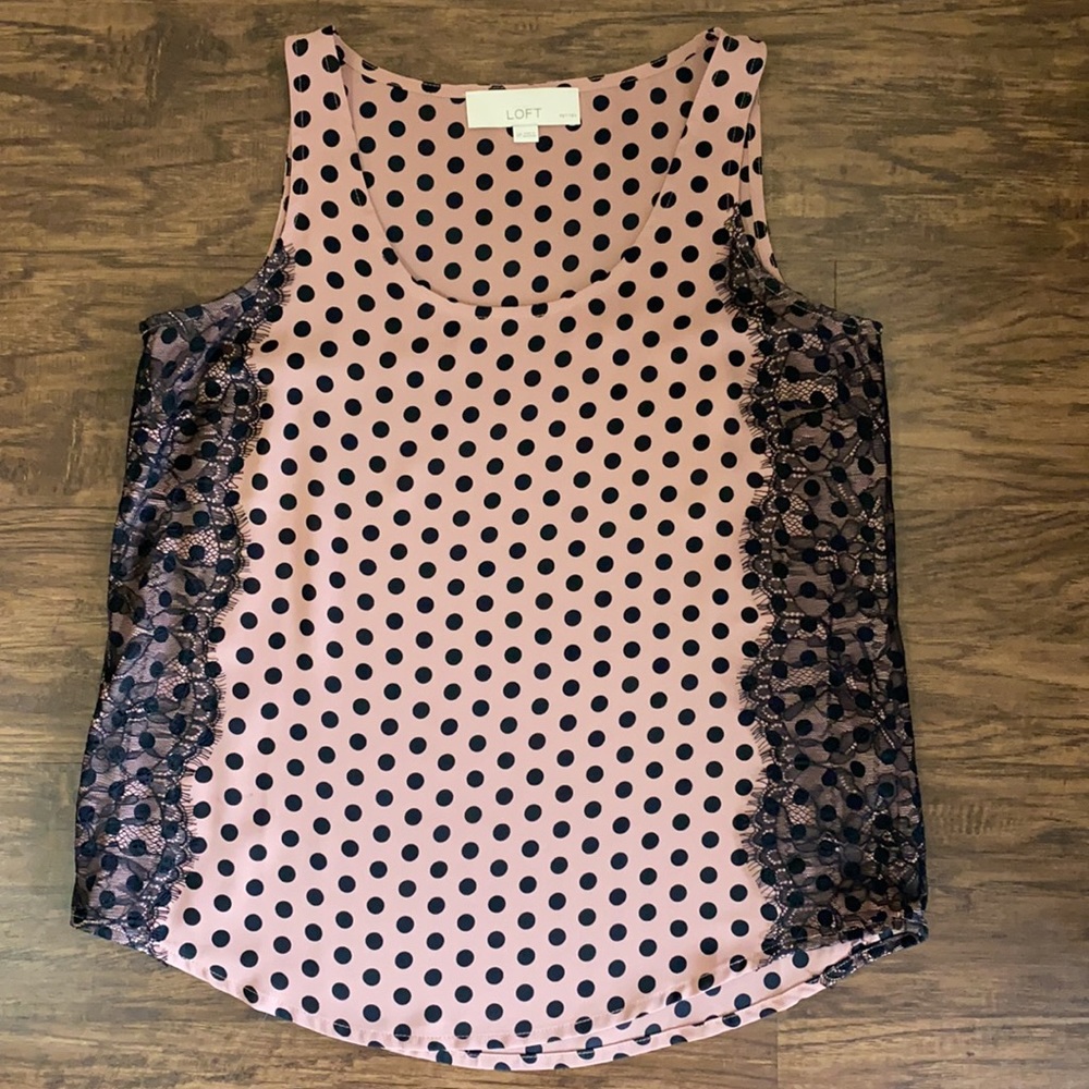 LOFT Polka Dot Lace Tank Top